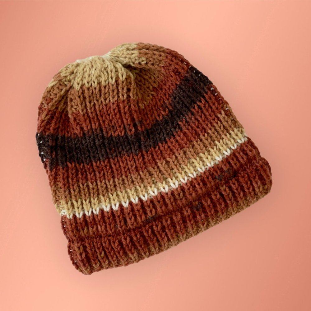 Women's Hand Knitted Beanie Multicolor Size Small/ Medium